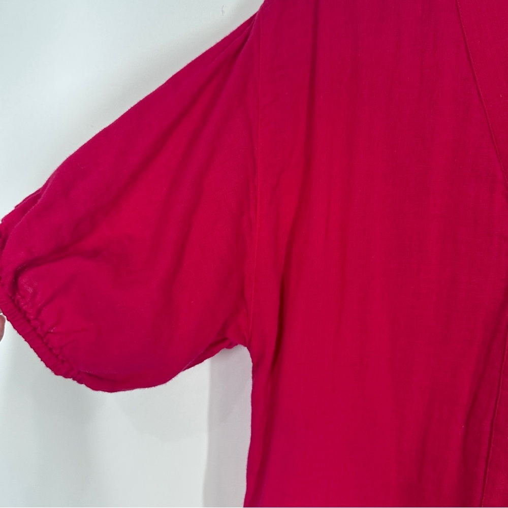 LAKE Gauze Caftan Maxi Dress In Heatwave Pink Size Small Loose Lightweight - Picture 5 of 9